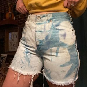 Cyanotype denim cutoff shorts boho boyfriend fit size 10